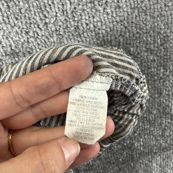 Lisa Bayne Pull On Striped Straight Leg Pants Womens S Gray Tan Mid Rise Linen - Picture 14 of 14